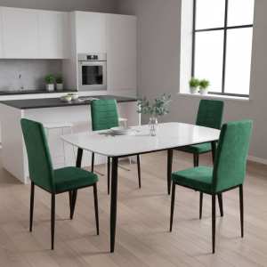 Masa-Atlas-Marble-Alb-cu-4-Scaune-Oscar-Verde