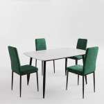 Masa-Atlas-Marble-Alb-cu-4-Scaune-Oscar-Verde 2