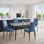 Masa-Atlas-Marble-Gri-cu-4-Scaune-Oscar-Bleu