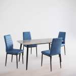 Masa-Atlas-Marble-Gri-cu-4-Scaune-Oscar-Bleu 2