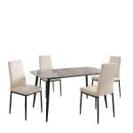 Masa-Atlas-Marble-Gri-cu-4-Scaune-Oscar-Crem 2