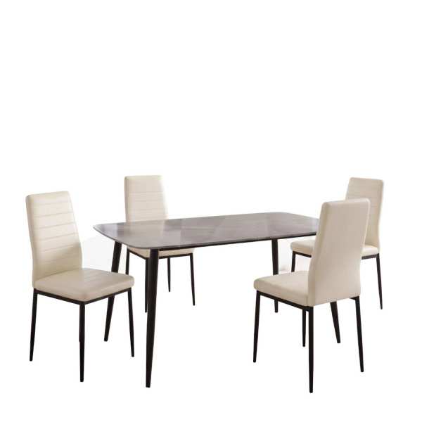 Masa-Atlas-Marble-Gri-cu-4-Scaune-Oscar-Crem 2