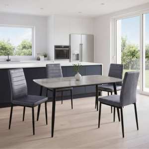 Masa-Atlas-Marble-Gri-cu-4-Scaune-Oscar-Gri