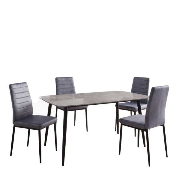 Masa-Atlas-Marble-Gri-cu-4-Scaune-Oscar-Gri 2