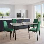 Masa-Atlas-Marble-Gri-cu-4-Scaune-Oscar-Verde