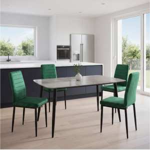 Masa-Atlas-Marble-Gri-cu-4-Scaune-Oscar-Verde