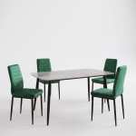 Masa-Atlas-Marble-Gri-cu-4-Scaune-Oscar-Verde 2