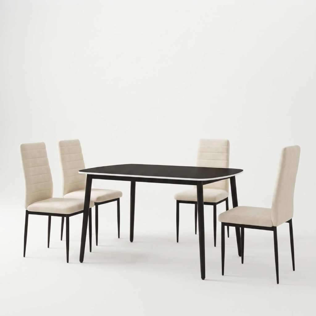 Masa-Atlas-Marble-Negru-cu-4-Scaune-Oscar-Crem 3