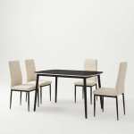 Masa-Atlas-Marble-Negru-cu-4-Scaune-Oscar-Crem 3