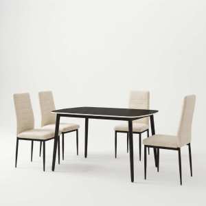 Masa-Atlas-Marble-Negru-cu-4-Scaune-Oscar-Crem 3