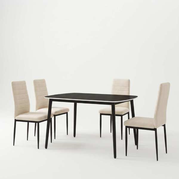 Masa-Atlas-Marble-Negru-cu-4-Scaune-Oscar-Crem 3
