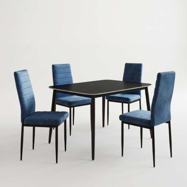 Masa-Atlas-Marble-negru-cu-4-Scaune-Oscar-Bleu 2