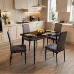 Masa-Atlas-Marble-negru-cu-4-Scaune-Oscar-Gri