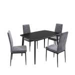 Masa-Atlas-Marble-negru-cu-4-Scaune-Oscar-Gri 2