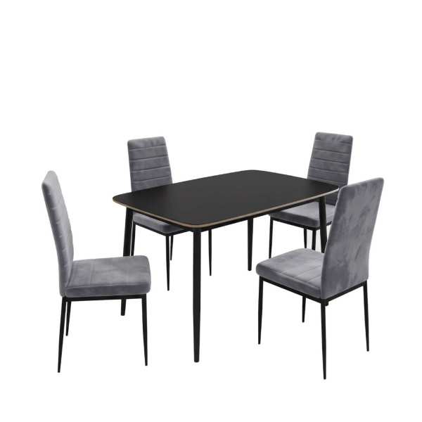 Masa-Atlas-Marble-negru-cu-4-Scaune-Oscar-Gri 2