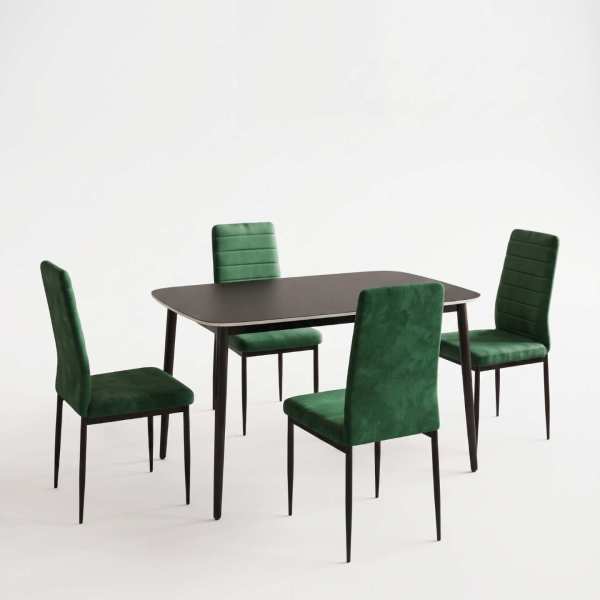 Masa-Atlas-Marble-negru-cu-4-Scaune-Oscar-Verde 2