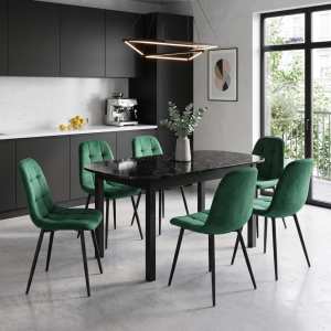 Masa-extensibila-Carla-negru-cu-6-scaune-Gya-verde