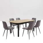 Masa extensibila Carla stejar 170x75 cm cu 6 scaune onix gri1