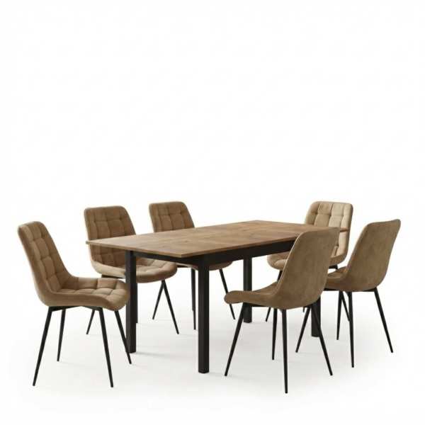 Masa-extensibila-Mara-Nuc-170x75-cm-cu-6-scaune-onix-bej2