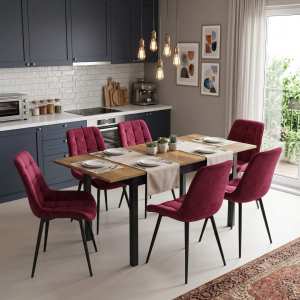 Masa-extensibila-Mara-Nuc-170x75-cm-cu-6-scaune-onix-bordo