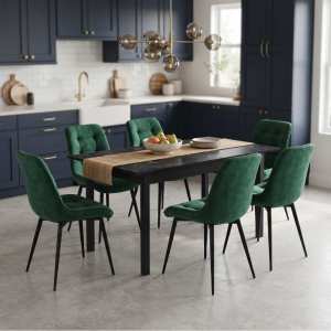 Masa-extensibila-Mara-negru-170x75-cm-cu-6-scaune-onix-Verde2