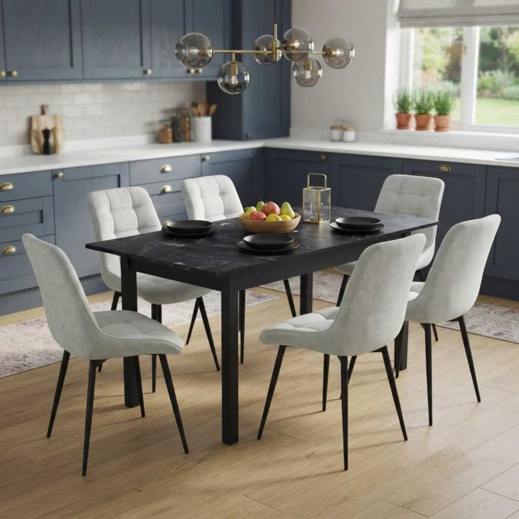 Masa-extensibila-Mara-negru-170x75-cm-cu-6-scaune-onix-gri-deschis2