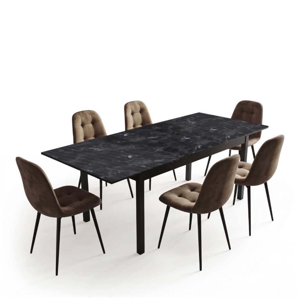 Masa-extensibila-Mara-negru-cu-6-scaune-Gya-maro 2