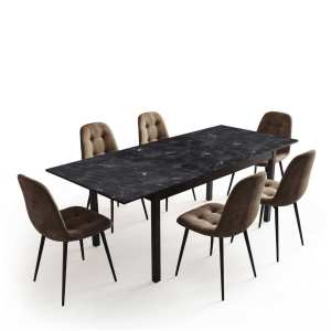 Masa-extensibila-Mara-negru-cu-6-scaune-Gya-maro 2