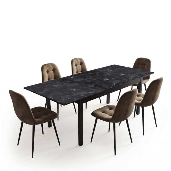 Masa-extensibila-Mara-negru-cu-6-scaune-Gya-maro 2