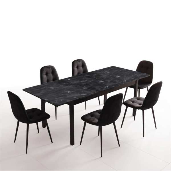 Masa-extensibila-Mara-negru-cu-6-scaune-Gya-negru 2