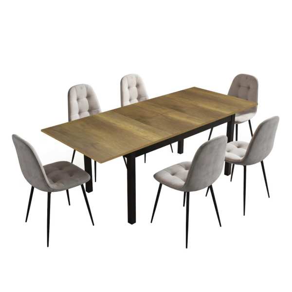 Masa-extensibila-Mara-nuc-cu-6-scaune-Gya-gri 2