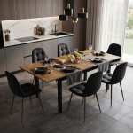 Masa-extensibila-Mara-nuc-cu-6-scaune-Gya-negru