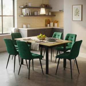 Masa-extensibila-Mara-stejar-170x75-cm-cu-6-scaune-onix-Verde