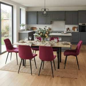 Masa-extensibila-Mara-stejar-170x75-cm-cu-6-scaune-onix-bordo