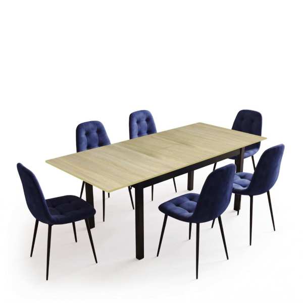 Masa-extensibila-Mara-stejar-cu-6-scaune-Gya-Albastru1