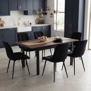 Masa-extensibila-Mara-wenge-170x75-cm-cu-6-scaune-onix-negru
