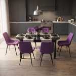 Masa extensibila carla negru 170x75 cm cu 6 scaune onix Mov