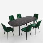 Masa extensibila carla negru 170x75 cm cu 6 scaune onix Verde1