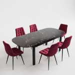 Masa extensibila carla negru 170x75 cm cu 6 scaune onix bordo1