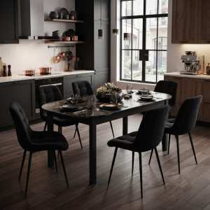 Masa extensibila carla negru 170x75 cm cu 6 scaune onix negru