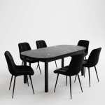 Masa extensibila carla negru 170x75 cm cu 6 scaune onix negru1