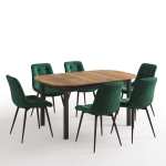 Masa extensibila carla nuc 170x75 cm cu 6 scaune onix Verde1