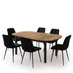 Masa extensibila carla nuc 170x75 cm cu 6 scaune onix negru1