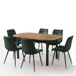 Masa extensibila carla nuc 170x75 cm cu 6 scaune onix verde inchis1