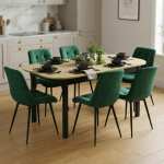 Masa extensibila carla stejar 170x75 cm cu 6 scaune onix Verde