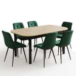 Masa extensibila carla stejar 170x75 cm cu 6 scaune onix Verde1