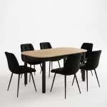 Masa extensibila carla stejar 170x75 cm cu 6 scaune onix negru1