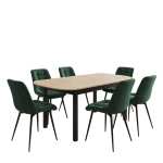 Masa extensibila carla stejar 170x75 cm cu 6 scaune onix verde inchis1