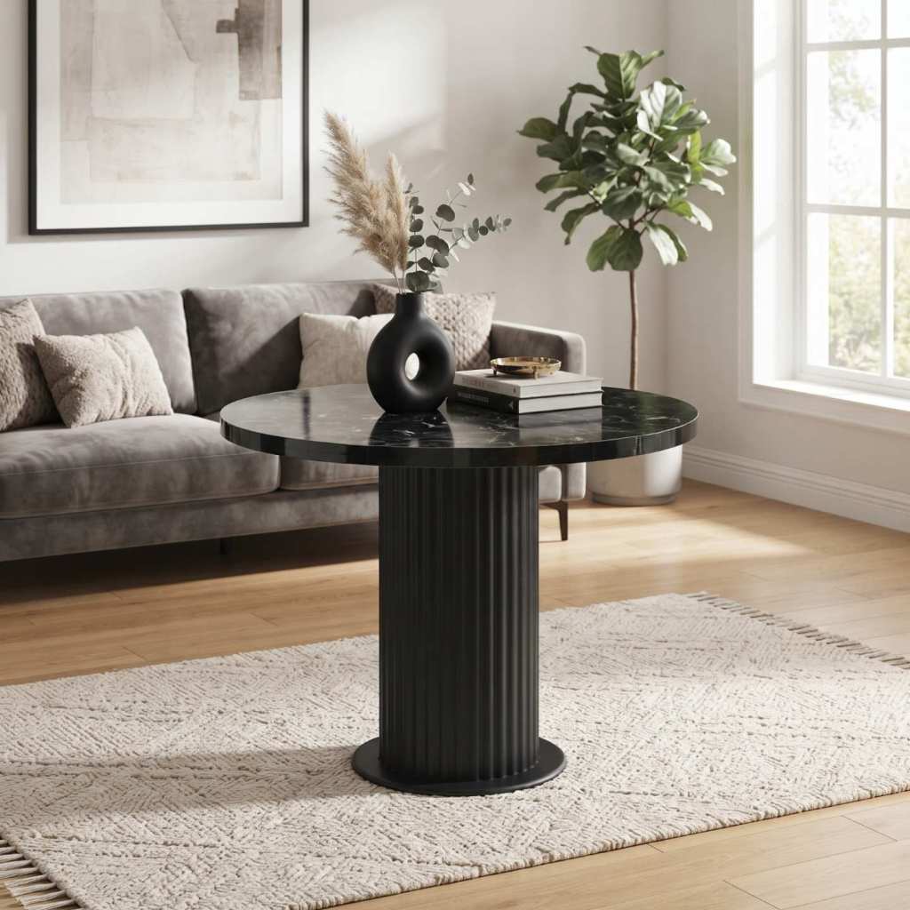 Masa Fixa Bucatarie Florys Negru Marmorat 90 cm Ambient