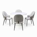Set Masa Rotunda Florys Alb cu 4 Adonis Gri Inchis 1